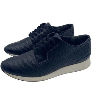 Vince Womens Shoes Rayner Sneakers 7.5 Black Leather Low Top Textured Designer